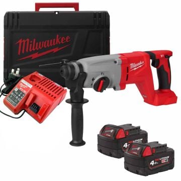 Milwaukee M18 BLHACD26-402X 18v Brushless 26mm SDS+ D-Handle Hammer Drill Inc 2x 4.0Ah Batts