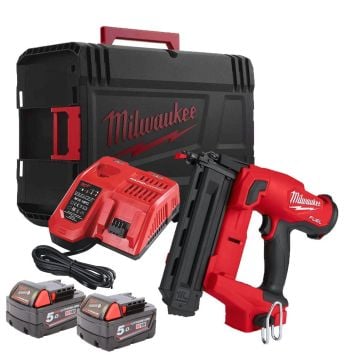 Milwaukee M18 FUEL FN18GS-502X 18v GS Second Fix Finish Nailer Kit Inc 2x 5.0Ah Batts