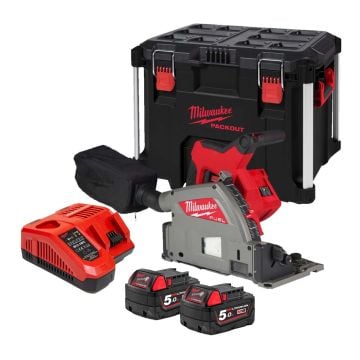 Milwaukee M18 FUEL FPS55-502X 18v Cordless Brushless 55mm Plunge Saw Inc 2x 5.0Ah Batts