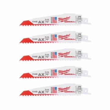Milwaukee 48475021 150mm x 5TPI Sawzall AX Reciprocating Blade x5 Pcs