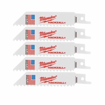 Milwaukee 48475460 HACKZALL 100mm x 6TPI Reciprocating Saw Blades x5 Pcs