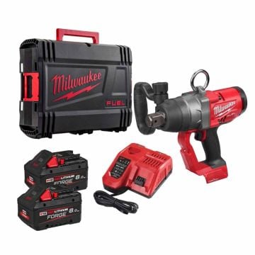 Milwaukee M18 FUEL ONEFHIWF1-802X ONE-KEY Cordless High Torque 1" Impact Wrench Inc 2x 8.0Ah Batts