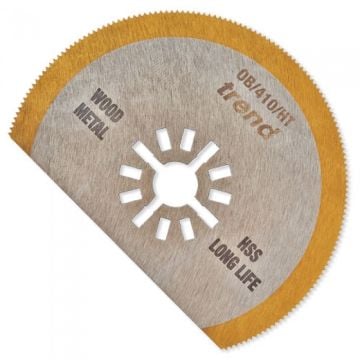 Trend OB/410/HT HSS TiN Long-Life Segmented Oscillating Blade for Sheet Metal, Wood & Fibreglass 80x25mm