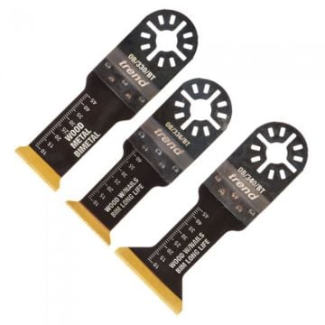 Trend OB/KIT/A x3 Pc BIM TiN Plunge Cut Oscillating Blade Set for Wood, Metal & PVC