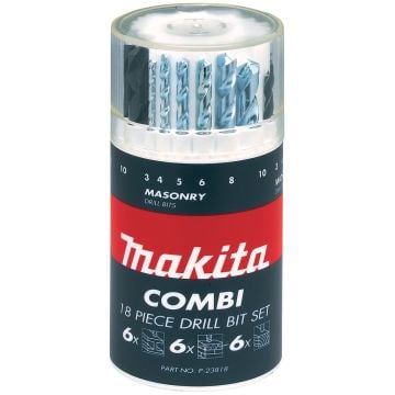 Makita P-23818 Straight Shank 18pc Mixed Drill Bit Set