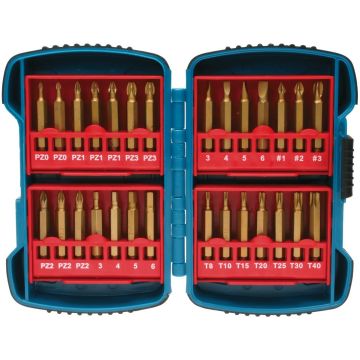 Makita P-51976 Long Life 50mm Screwdriver Bit Set Titanium Coated 28 Pieces
