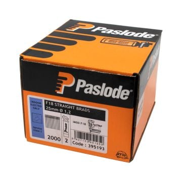Paslode 395193 25mm F18 Electro Galvanised Straight Brads IM50 x2000 Pcs