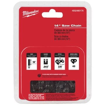 Milwaukee 4932480178 14" 0.325" x 1.1mm 59 Drive Links Replacement Saw Chain For M18 FTHCHS35