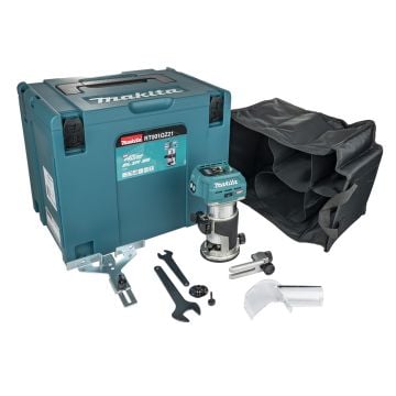 Makita RT001GZ21 40v Max XGT 1/4" & 3/8" Brushless Router Body Only In Makpac Carry Case With Trimmer Guide