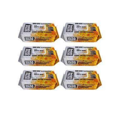 UltraGrime Pro 5930-6 XXL Anti-Bac Cleaning Wipes Pack Inc 100 Wipes x6 Pcs (600 Wipes Total)