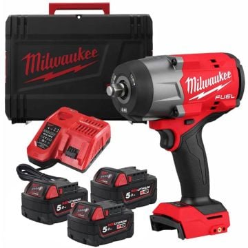 Milwaukee M18 FUEL FHIW2F12-503X 18v 1/2" Brushless Impact Wrench With Friction Ring Inc 3x 5.0Ah Batts