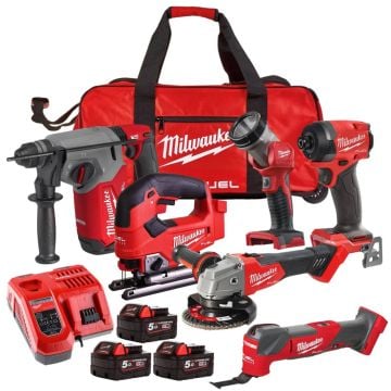 Milwaukee M18 FUEL M18FPP6L3-503B 18v 6 Piece Powerpack Kit Inc 3x 5.0Ah Batteries