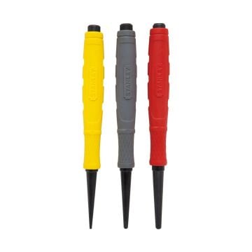 Stanley 0-58-930 Dynagrip 0.8mm / 1.6mm / 2.4mm x 102mm Nail Punch Set x3 Pcs