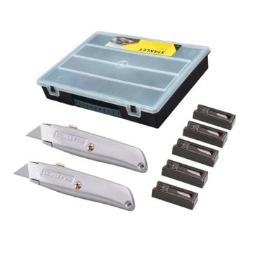 Stanley STA910899 99E Retractable Knife Twin Pack Inc 50x Spare Blades & Organiser