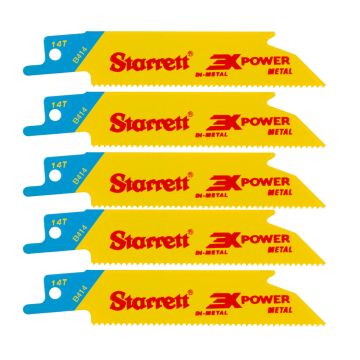 Starrett B414-5 Bi-Metal Metal Reciprocating Saw Blade 100mm 14 TPI x5 Pcs
