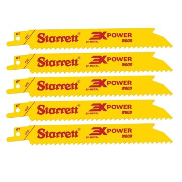 Starrett B66-5 Bi-Metal Wood Reciprocating Saw Blade 152mm 6 TPI x5 Pcs