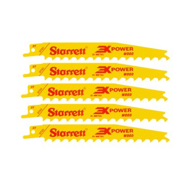 Starrett BT63-5 Bi-Metal Wood Reciprocating Saw Blade 152mm 3 TPI x5 Pcs