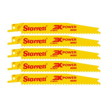 Starrett BT66-5 Bi-Metal Wood Reciprocating Saw Blade 152mm 6 TPI x5 Pcs