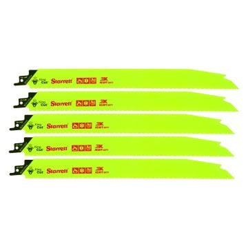 Starrett BTR12610-5 Bi-Metal King Cut Reciprocating Saw Blade 300mm 6-10 TPI x5 Pcs