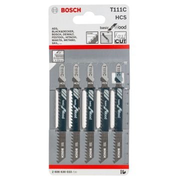 Bosch T111C HCS Basic for Wood Jigsaw Blades x5 2608630033