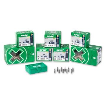 Spax Pozi Screws Yellox Trade Pack With Bit Magazine x1300 Pcs