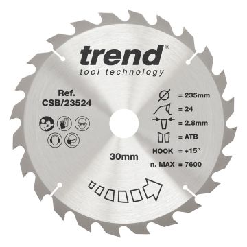 Trend CSB/23524 Wood Circular Saw Blade 235mm x 30mm x 24T