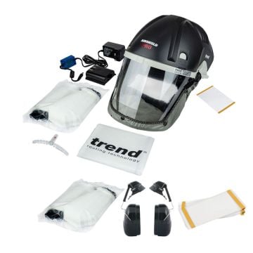 Trend AIR/PRO Airshield Pro APF 20 Powered Respirator Mask 230v Bundle Inc Ear Defenders, Filters & Visor Overlay