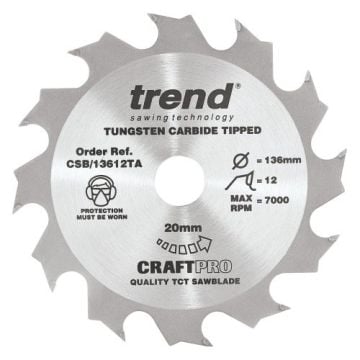Trend CSB/13612TA Wood Cordless Circular Saw Blade 136mm x 20mm x 12T