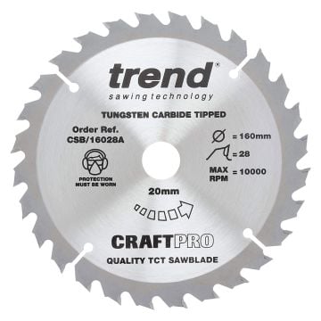 Trend CSB/16028A Wood Circular Saw Blade 160mm x 20mm x 28T