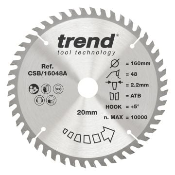 Trend CSB/16048A Wood Circular Saw Blade 160mm x 20mm x 48T