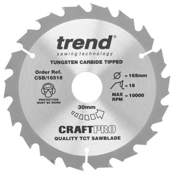Trend CSB/16518 Wood Circular Saw Blade 165mm x 30mm x 18T