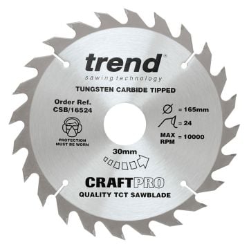 Trend CSB/16524 Wood Circular Saw Blade 165mm x 30mm x 24T