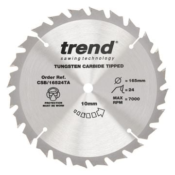 Trend CSB/16524TA Wood Cordless Circular Saw Blade 165mm x 10mm x 24T