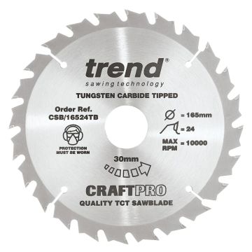 Trend CSB/16524TB Wood Cordless Circular Saw Blade 165mm x 30mm x 24T