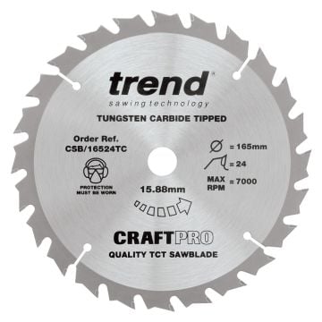 Trend CSB/16524TC Wood Cordless Circular Saw Blade 165mm x 15.88mm x 24T