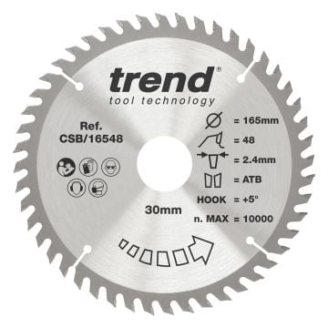 Trend CSB/16548 Wood Circular Saw Blade 165mm x 30mm x 48T