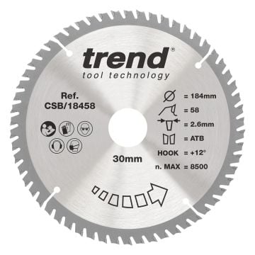 Trend CSB/18458 Wood Circular Saw Blade 184mm x 30mm x 58T