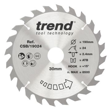 Trend CSB/19024 Wood Circular Saw Blade 190mm x 30mm x 24T