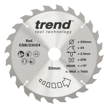Trend CSB/23024 Wood Circular Saw Blade 230mm x 30mm x 24T
