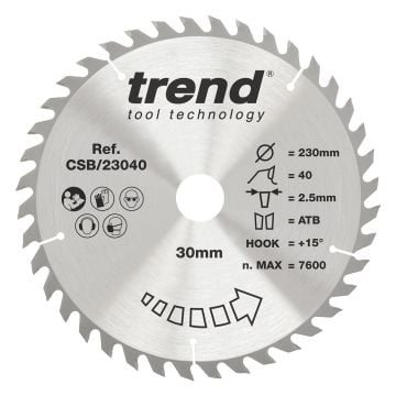 Trend CSB/23040 Wood Circular Saw Blade 230mm x 30mm x 40T