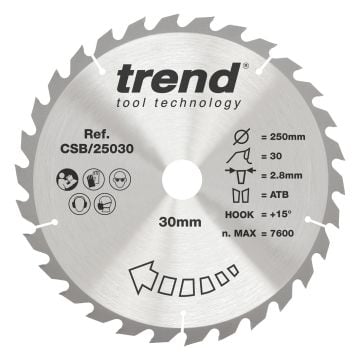 Trend CSB/25030 Wood Circular Saw Blade 250mm x 30mm x 30T