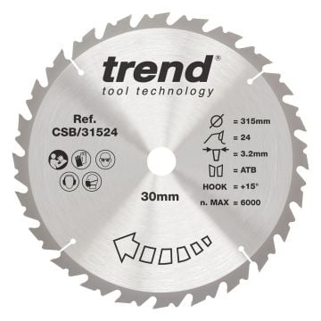 Trend CSB/31524 Wood Circular Saw Blade 315mm x 30mm x 24T