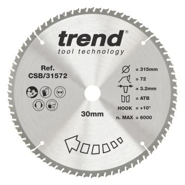 Trend CSB/31572 Wood Circular Saw Blade 315mm x 30mm x 72T