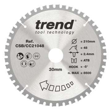 Trend CSB/CC21048 Wood Mitre Saw Blade 210mm x 30mm x 48T