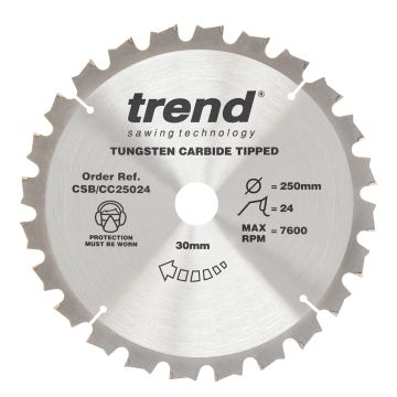 Trend CSB/CC25024 Wood Mitre Saw Blade 250mm x 30mm x 24T