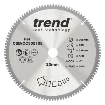Trend CSB/CC305108 Wood Mitre Saw Blade 305mm x 30mm x 108T