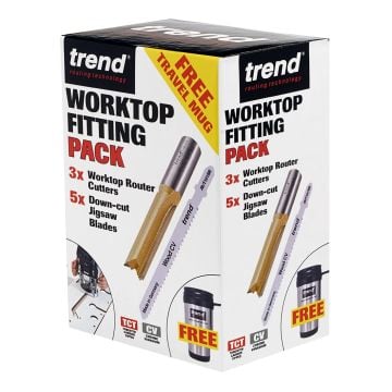 Trend DEAL/MUG/BR01 Router & Jigsaw Worktop Fitting Pack inc Free Mug