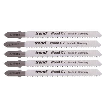 Trend JB/T101B 75 x 2.5 x 100mm Up-Cut Jigsaw Blades Wood CV x5 Pcs