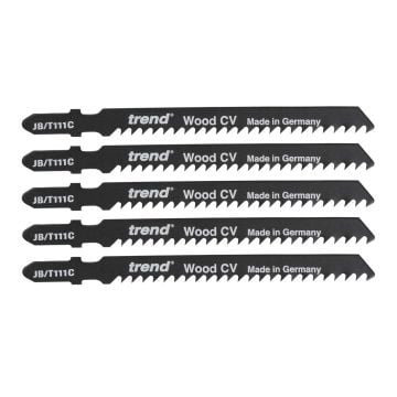Trend JB/T111C 75 x 3 x 100mm  Up-Cut Jigsaw Blades Wood CV x5 Pcs