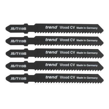 Trend JB/T119B 55 x 2 x 75mm Up-Cut Jigsaw Blades Wood CV x5 Pcs